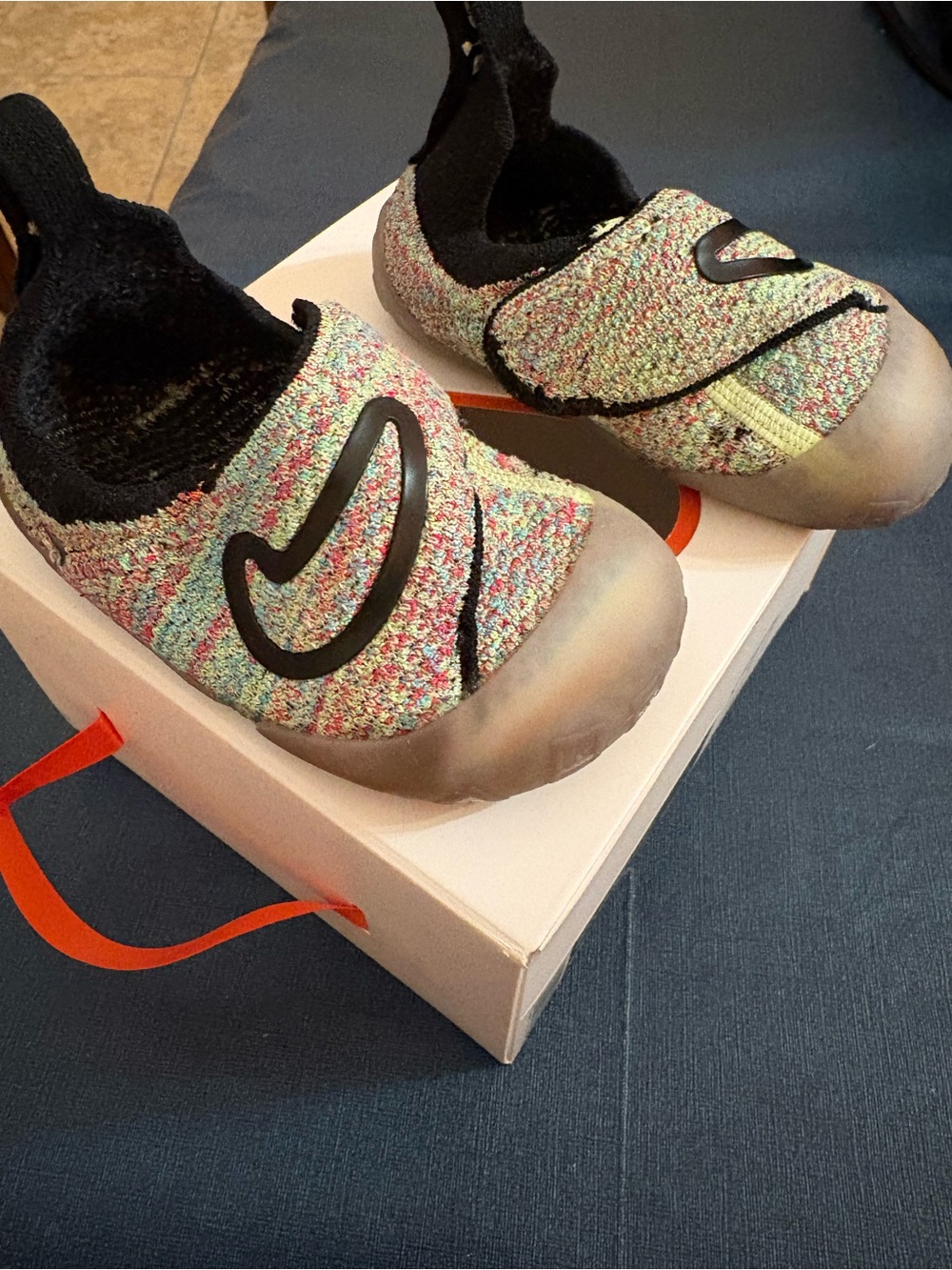 Nike Swoosh 1 TD/Multicolor Knit Slip-On Sneakers with Black Accents - Picture 2 of 7